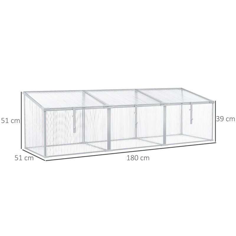 Green Polycarbonate Raised Bed Greenhouse 180x51x51cm