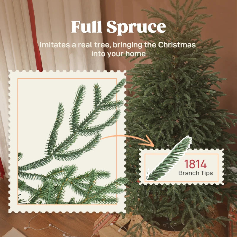 6ft Full Spruce Christmas Tree with Realistic Dense Tips - Easy Assembly, Lush Green Holiday Decor