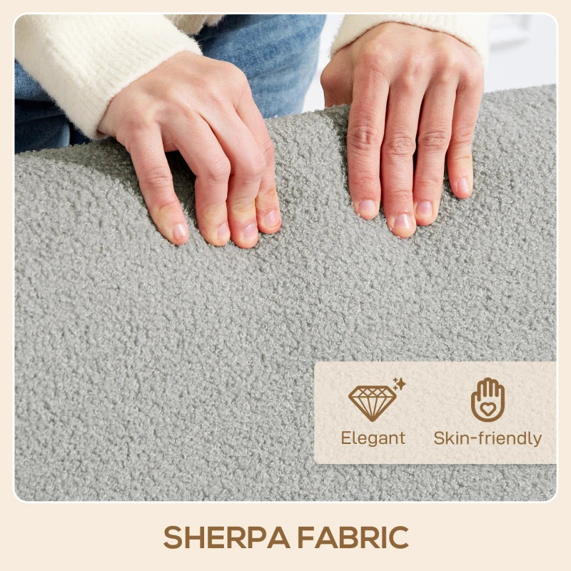 Light Grey Small Sherpa Fabric 2 Seater Sofa Settee for Compact Living Spaces