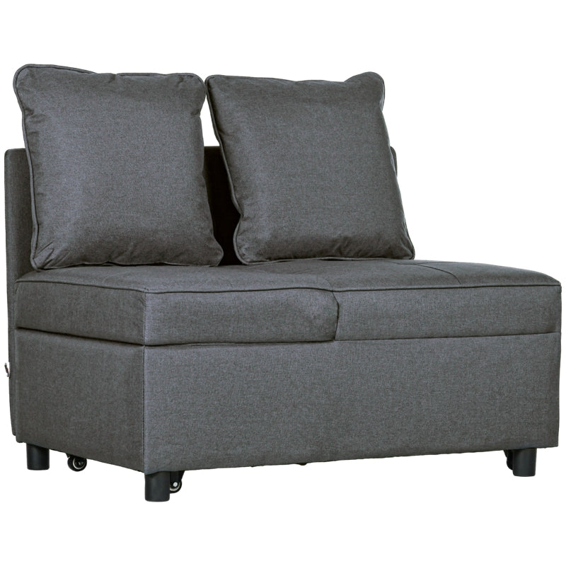 Multi-Functional Grey Sofa Bed with Thick Padding and Magazine Pocket for Living Room Use