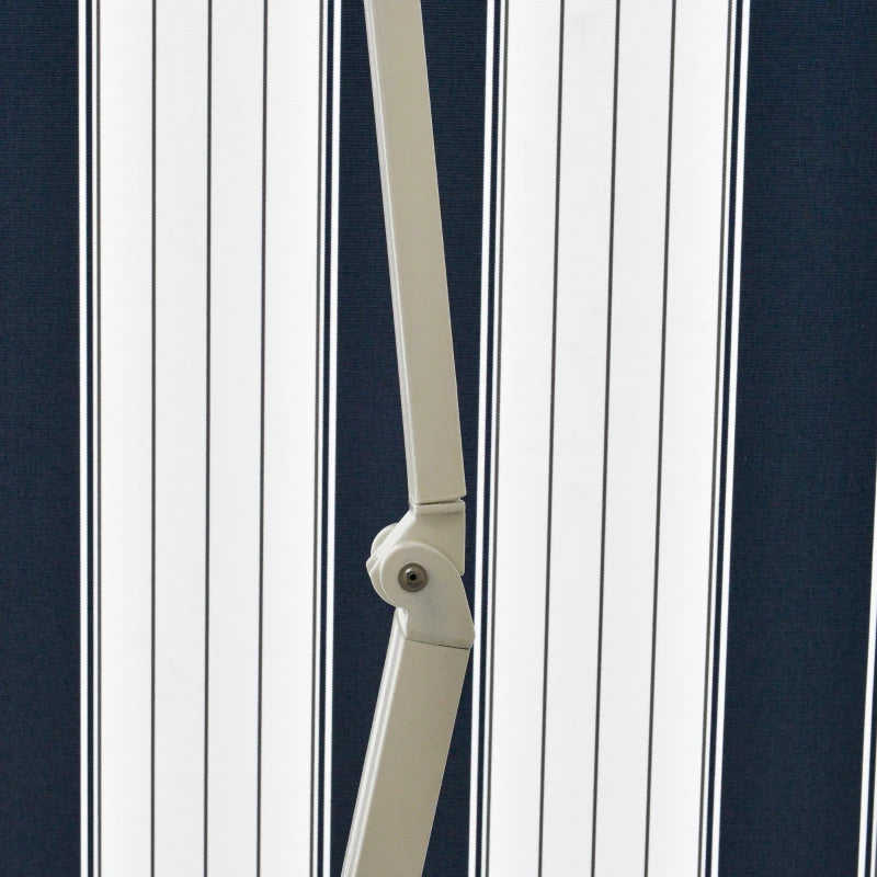 3.5m x 2.5m Manual Retractable Awning - Dark Blue/White Stripes