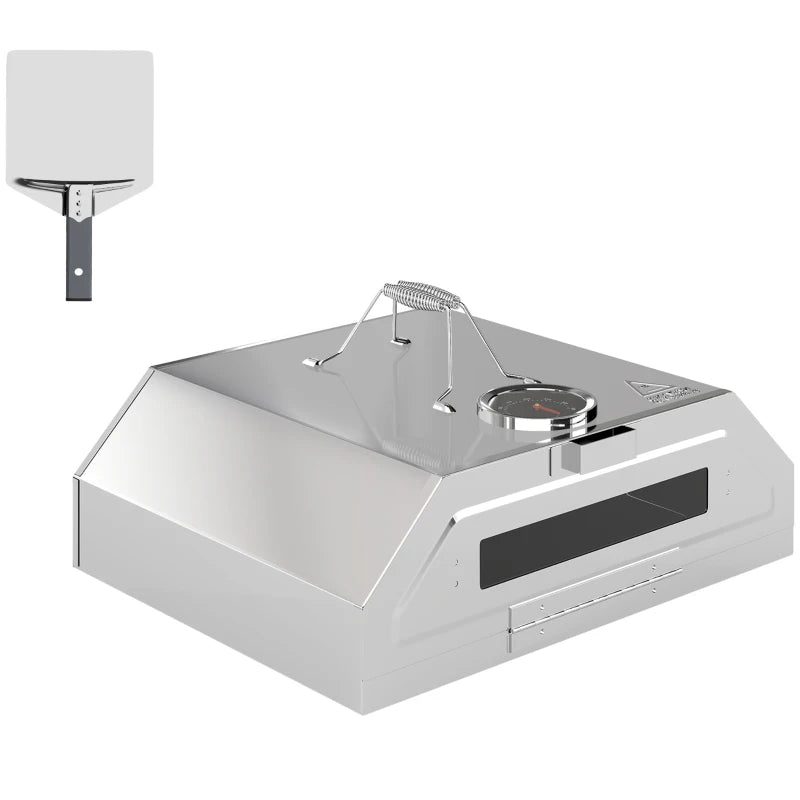 Portable Stainless Steel BBQ Grill Pizza Oven with Thermometer, Viewing Window, and Accessories
