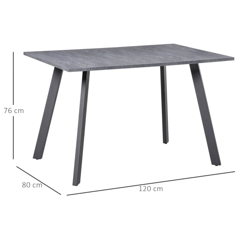 Contemporary Dark Grey Rectangle Dining Table with Metal Legs - Spacious Kitchen Table for Dining Room & Living Room