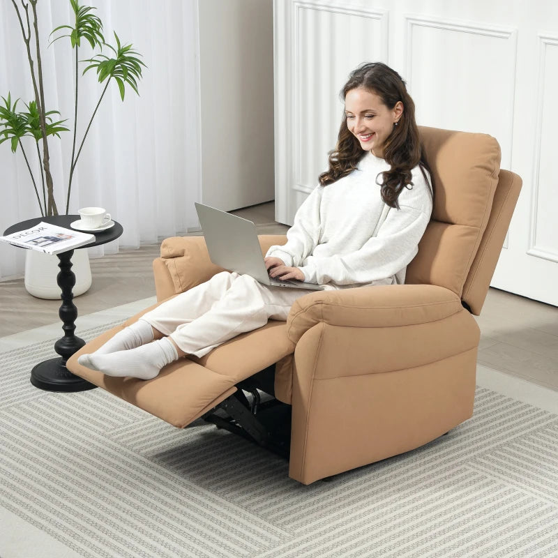 Light Brown Manual Reclining Armchair with Footrest - 140° Comfort for Your Living Room