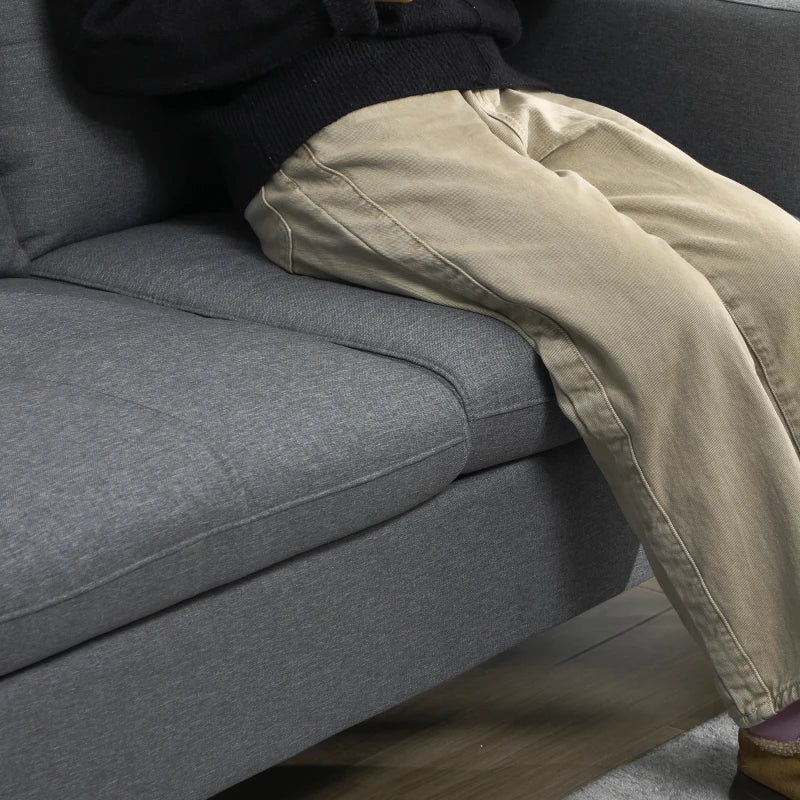 Stylish Grey Two-Seater Sofa with Steel Legs for Modern Living Spaces