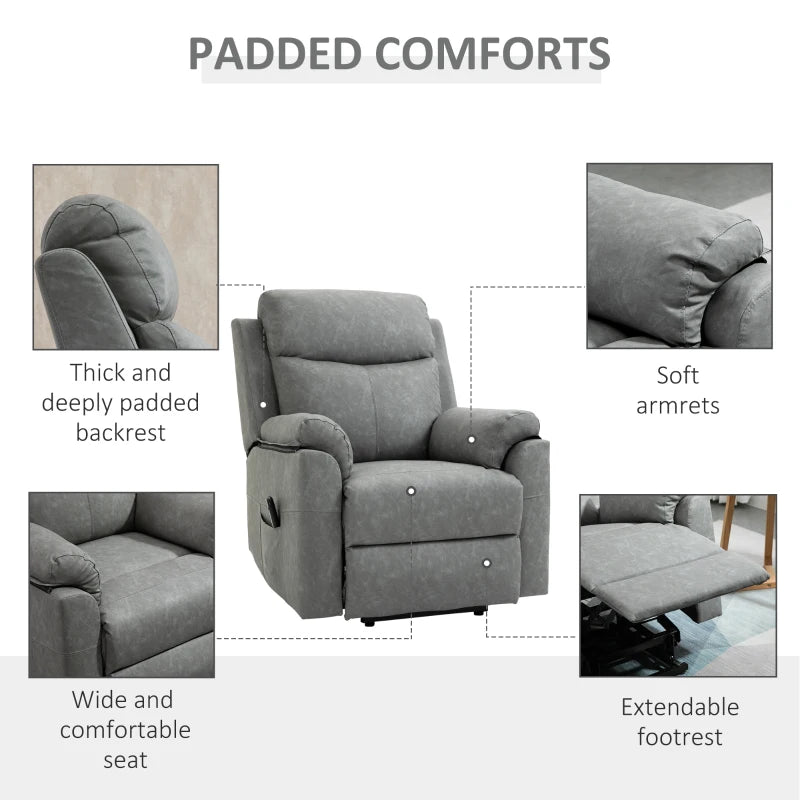 Grey Faux Leather 70° Electric Riser Recliner Chair for Ultimate Comfort and Support