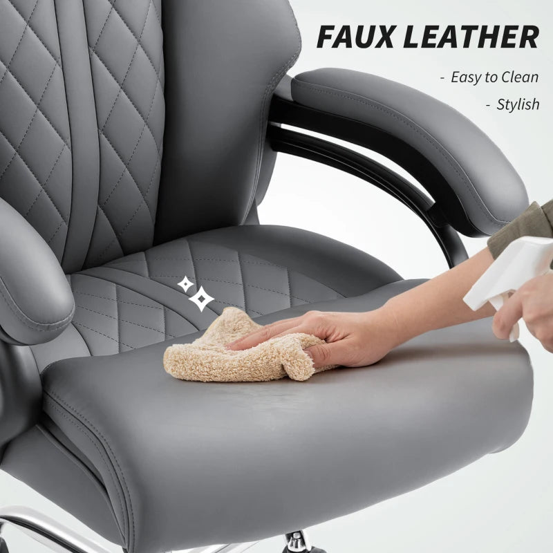 Super Padded Charcoal Grey Faux Leather Office Chair - Ergonomic Design for Comfort and Style in Home or Office