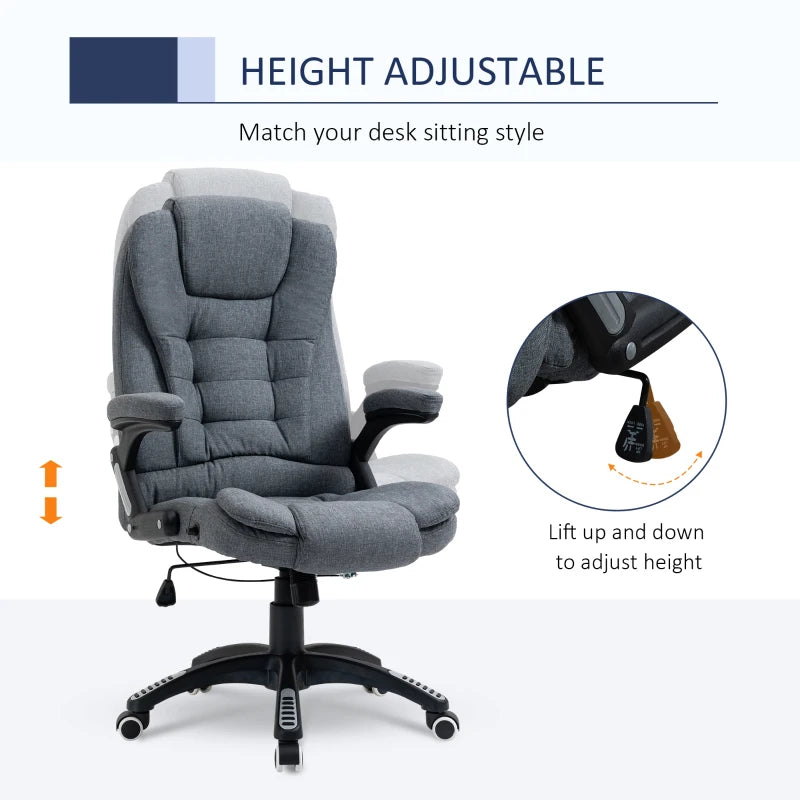 Vinsetto Ergonomic Office Chair - Comfortable Dark Grey Desk Chair with Adjustable Height, Armrests, Reclining & Tilt Function