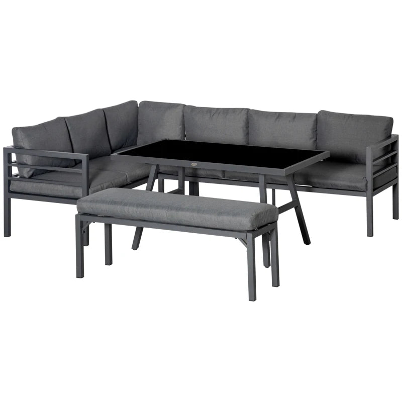 Grey Metal Outdoor Corner Sofa