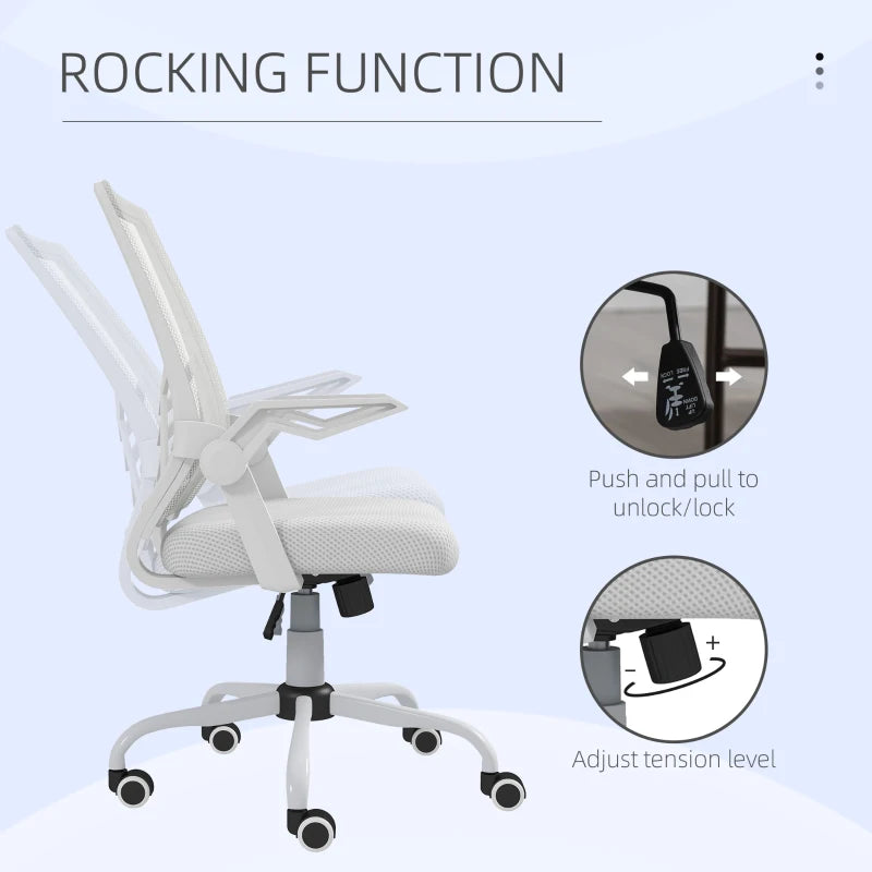 Vinsetto Ergonomic Mesh Office Chair with Flip-up Armrests and Lumbar Support for Home and Office