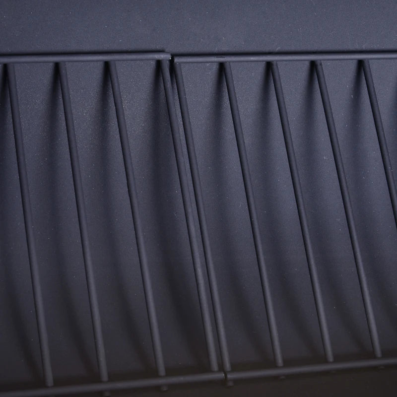 Portable Charcoal BBQ Grill, Cold-Rolled Steel & Solid Wood, Black, 104x124x53 cm