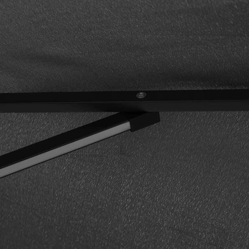 Black 3m LED Cantilever Patio Umbrella with Crank Cross Base
