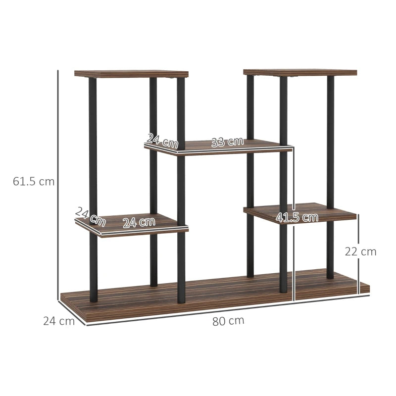 Four-Tier Wooden Plant Stand Shelf - Natural Wood Finish, 4-Tier, Indoor/Outdoor Use