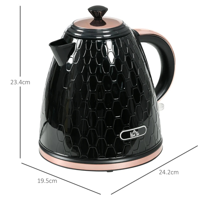 3kW Rapid Boil Black Honeycomb Kettle - Stylish Electric Tea Maker for Fast Boiling Water