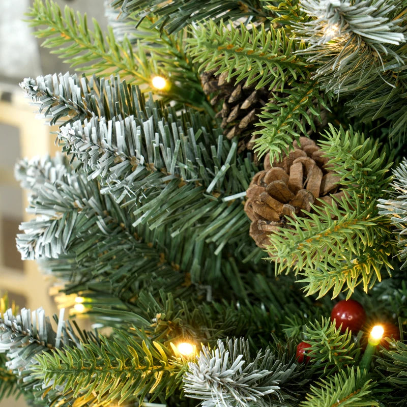 Set of 2 Pre-Lit 3ft Christmas Trees with Berries & Pinecones - Perfect Holiday Decor for Home & Office