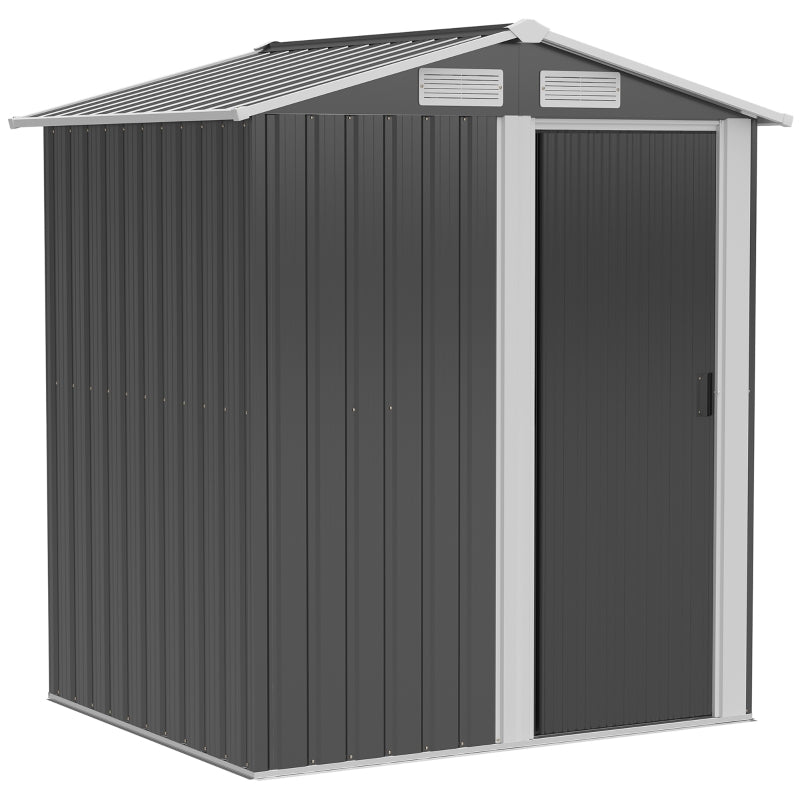 152 x 132 x 188cm Sloped Roof Grey Metal Shed