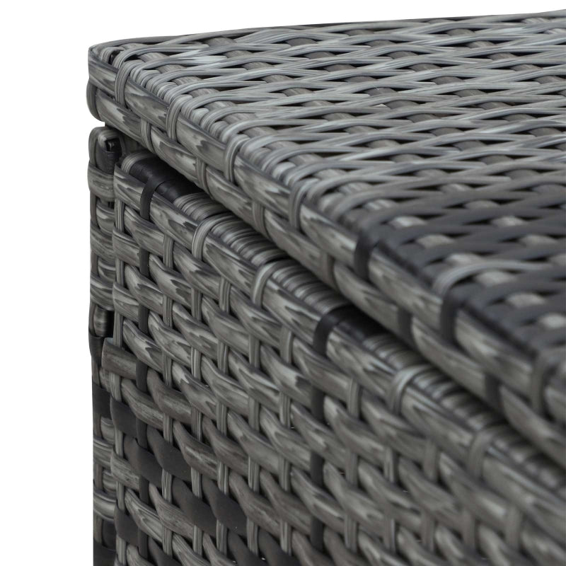 Grey Rattan Sun Loungers Set of 2 with Cushion and Recliner Backrest