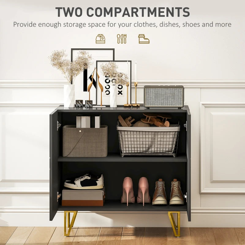 Modern Luxe High Gloss Black Sideboard with Hairpin Legs - Stylish Storage Solution for Contemporary Living Rooms