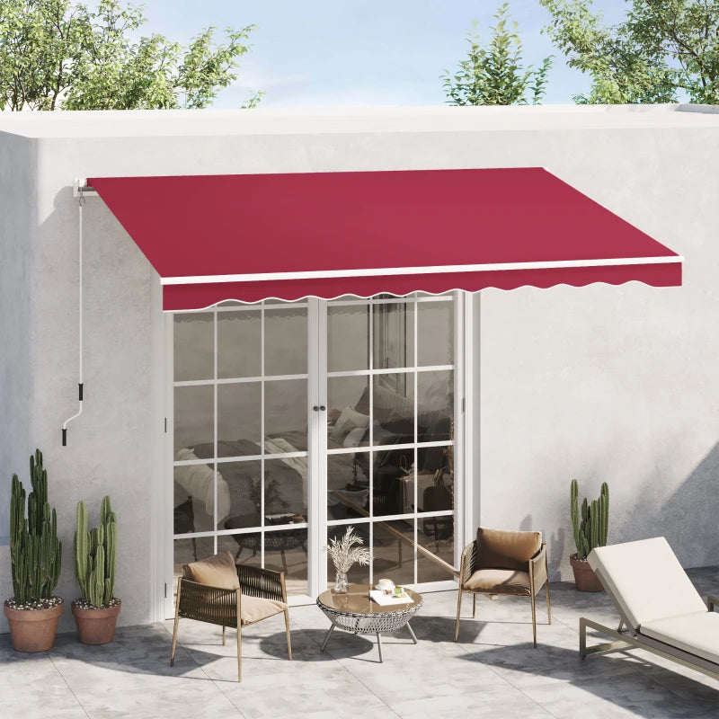 Red 3.5m x 2.5m Retractable Manual Awning Canopy