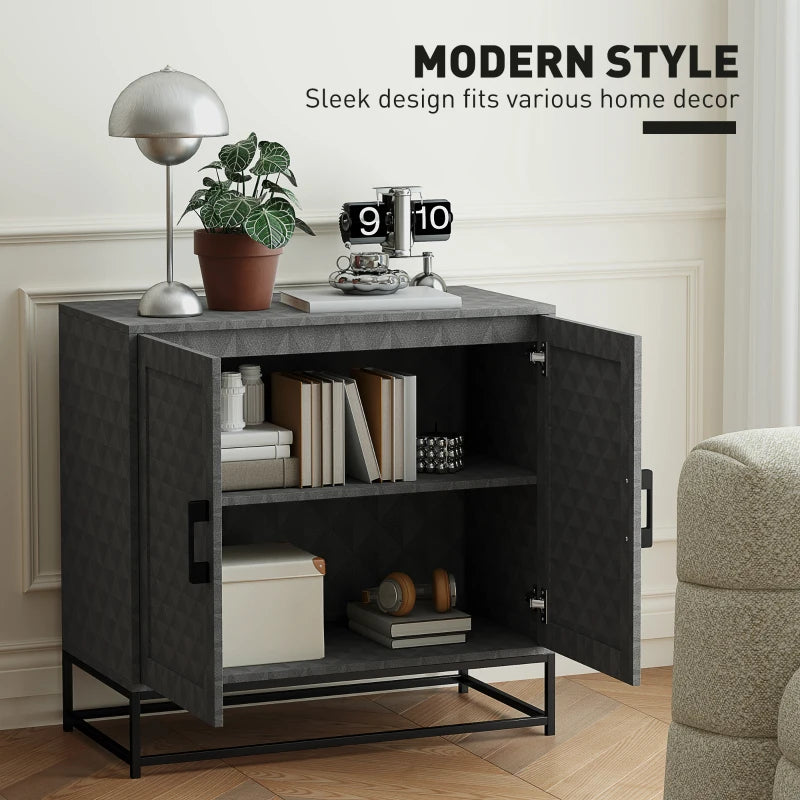 Modern Freestanding Sideboard Storage Cabinet with Adjustable Shelf and Double Doors for Living Room Grey