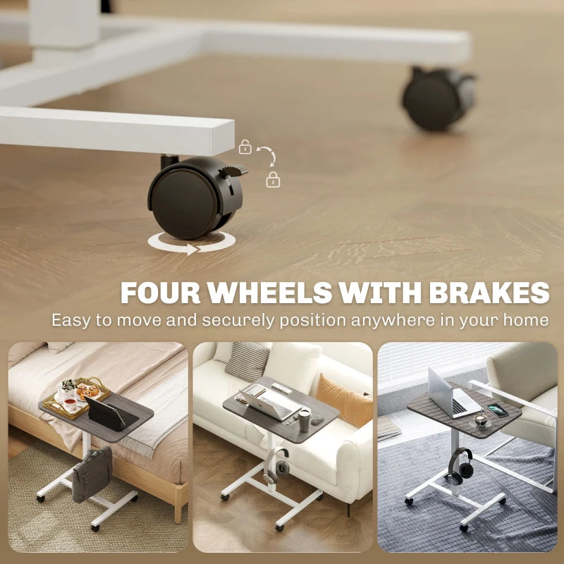 Adjustable Sit-To-Stand Desk 75-115cm - Manual Height Control, Modern White/Grey Finish for Home Office Ergonomics