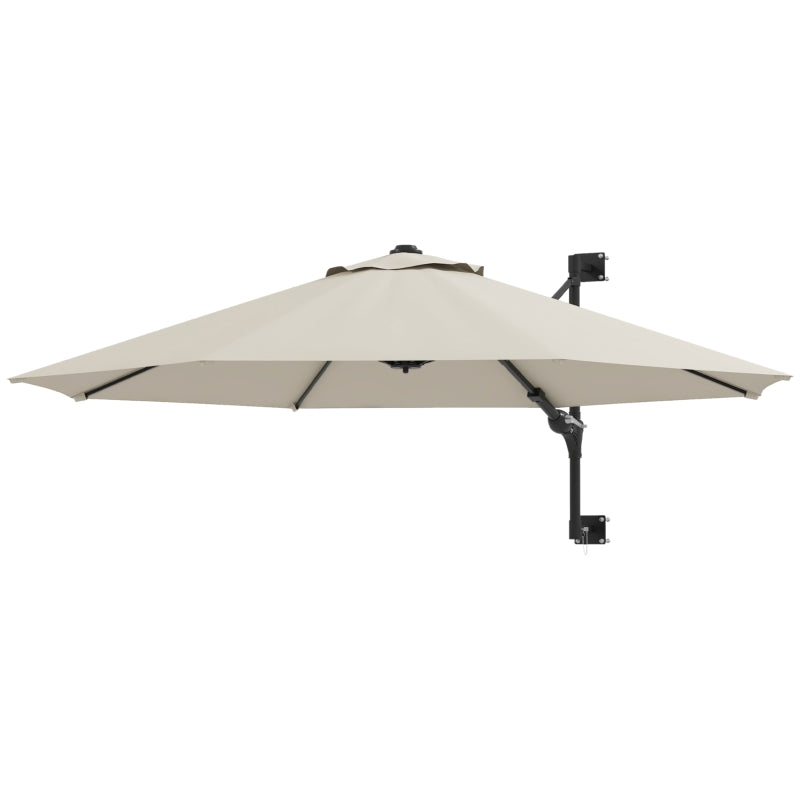 Beige 3m Wall-Mounted Parasol Shade with Handle