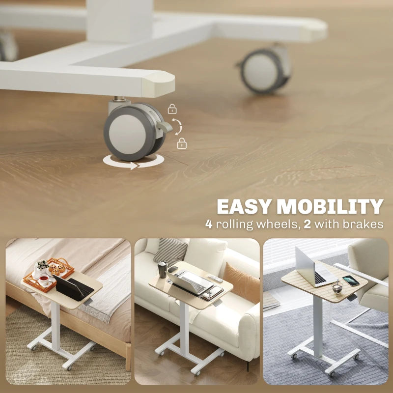 Vinsetto Height Adjustable Work Desk 68-108cm - Modern Wood-Effect & White Finish for Home Office