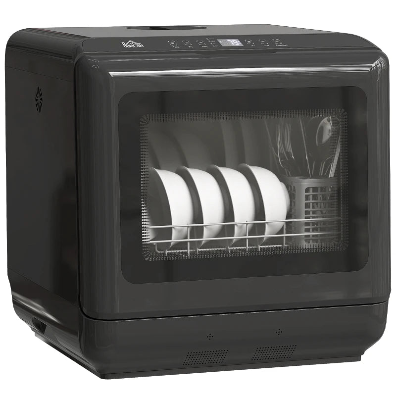 6L Five-Mode Compact Tabletop Dishwasher - Black | Energy Efficient, Space-Saving Design for Small Kitchens