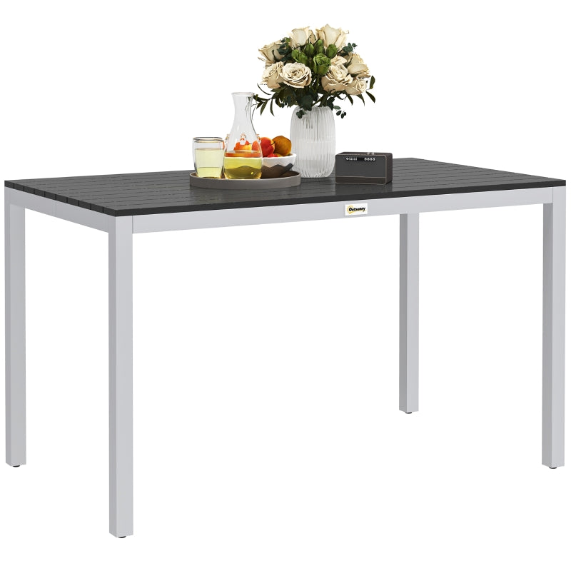 Outdoor Dining Table for 4-6, 120x70 cm, Rust-Resistant Aluminium, Easy Maintenance, Black