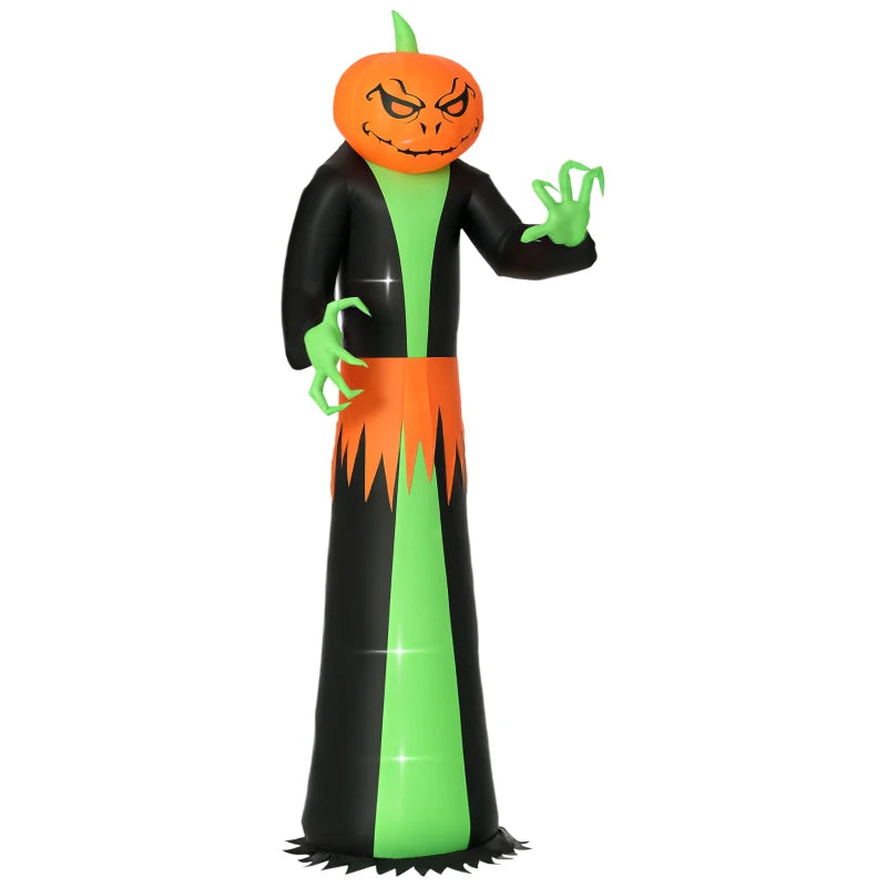 9FT Inflatable Halloween Pumpkin Ghost with LED Lights - Outdoor Blow Up Decoration for Parties, Gardens, and Lawns