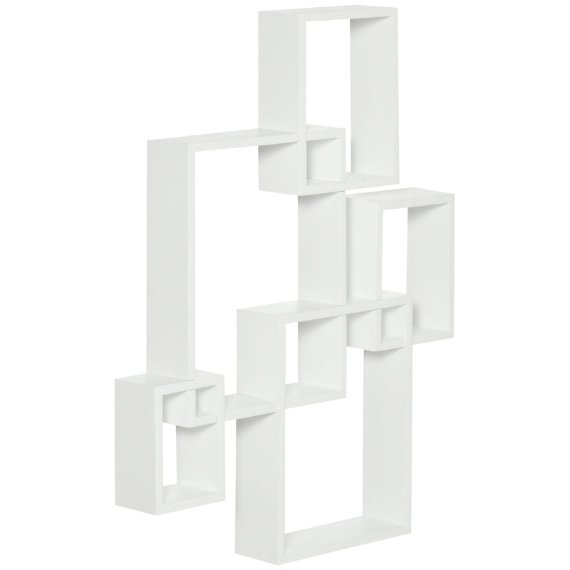 Floating Wall Mounted Interlocking Cube Shelves - Stylish White Display Shelves for Living Room, Bedroom & Hallways