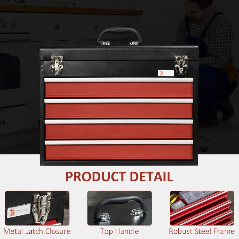 4 Drawer Lockable Tool Chest for Organizing