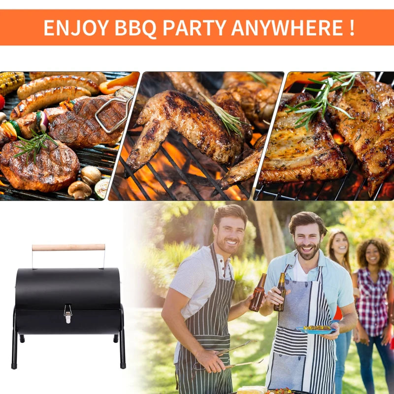 Compact Black Charcoal BBQ Grill