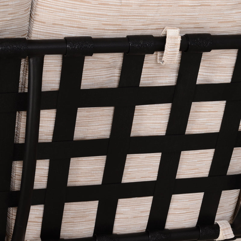 Beige 3-Seater Outdoor Garden Swing Chair with Canopy