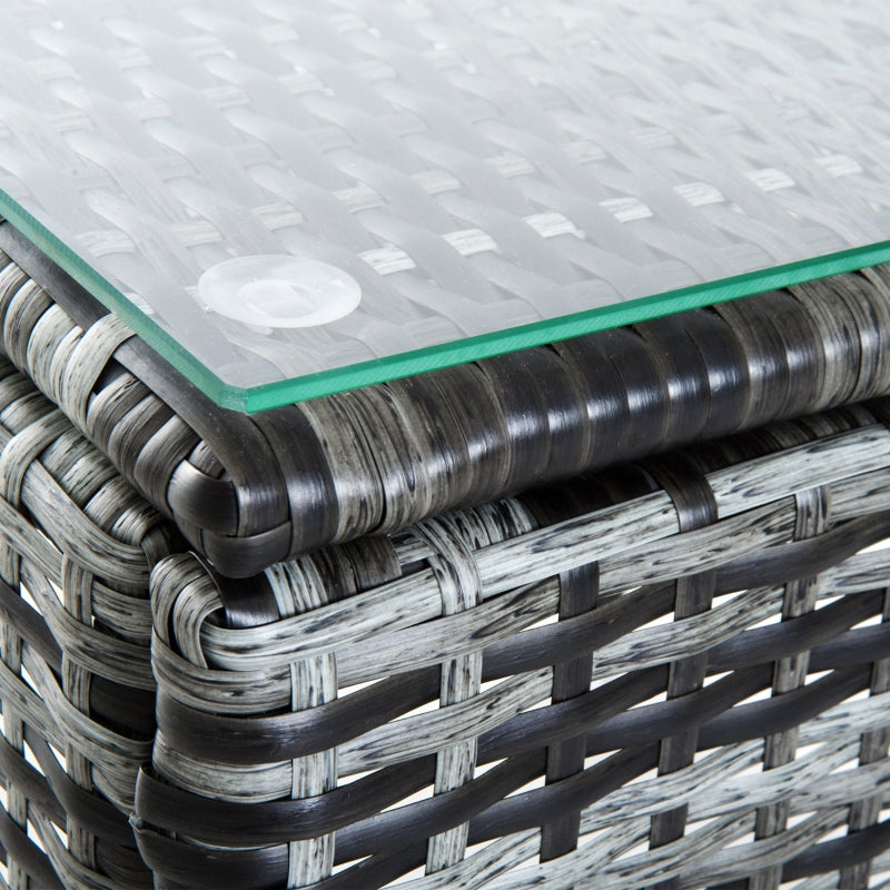 Grey Rattan Sun Lounger Set with Recliners and Coffee Table