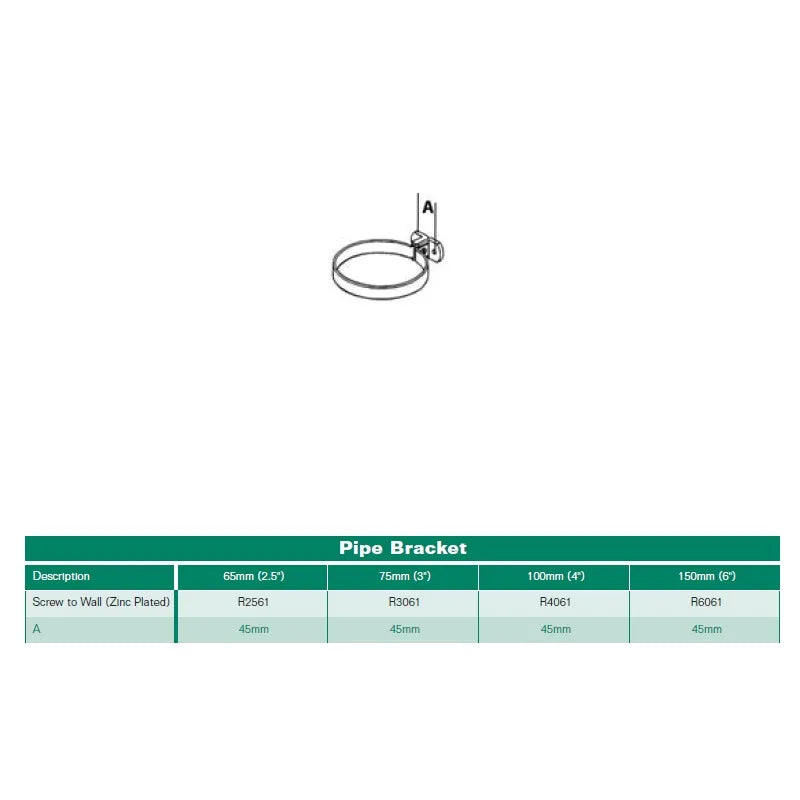 Hargreaves Foundry Cast Iron Black Zinc Plated Steel Downpipe Bracket with Gasket - 75mm - Primed