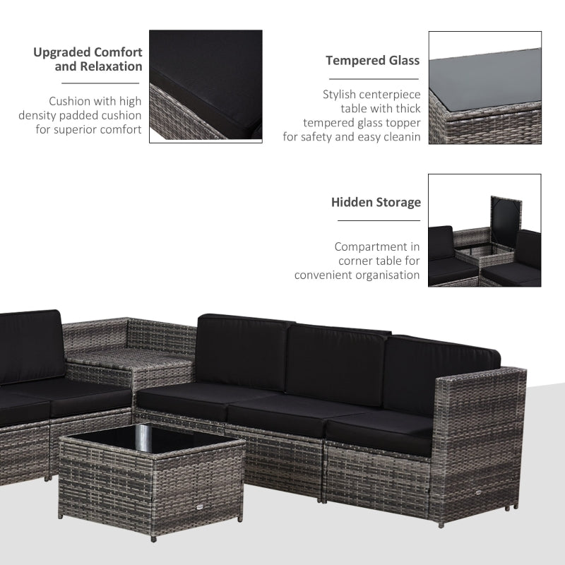 6-Seater Rattan Corner Sofa Set Set With Cushions