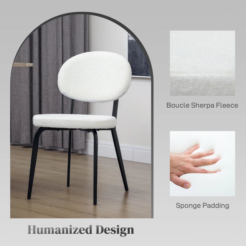 Set of 4 Modern White Boucle Dining Chairs - Stylish, Comfortable, and Durable for Dining Room or Kitchen