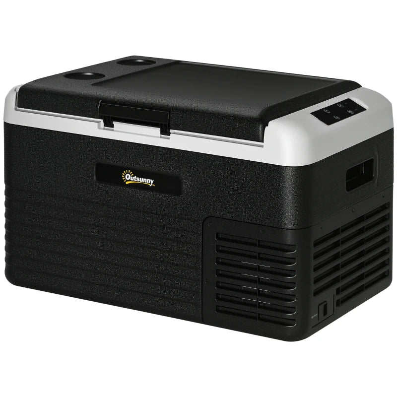 30L Portable Car Refrigerator Grey and Black Compact Travel Cooler