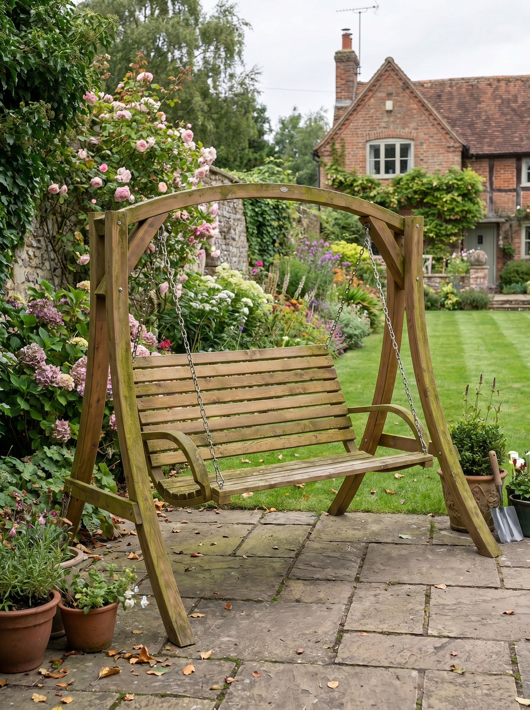 2 Seater Wooden Swing Bench