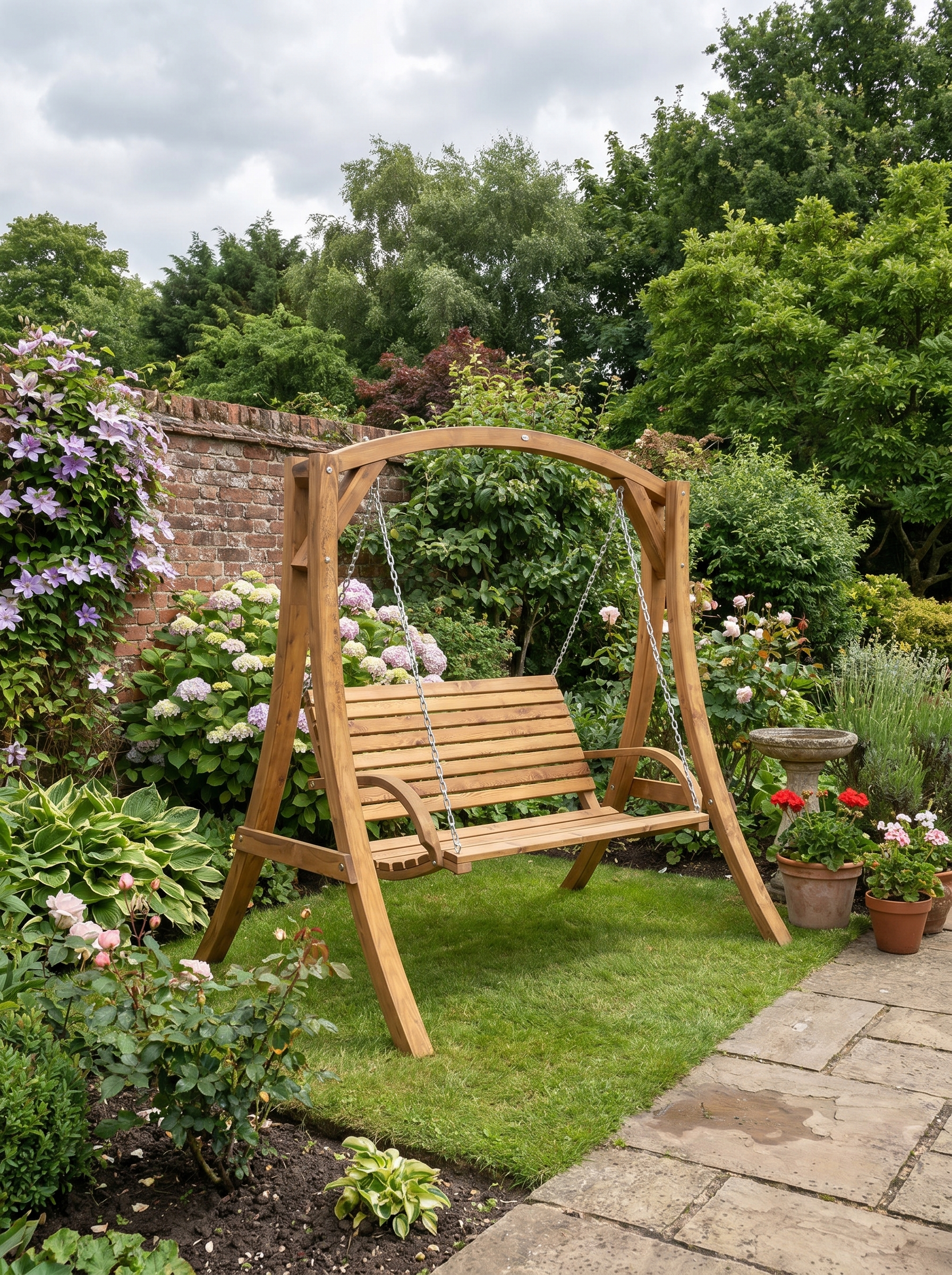 2 Seater Wooden Swing Bench