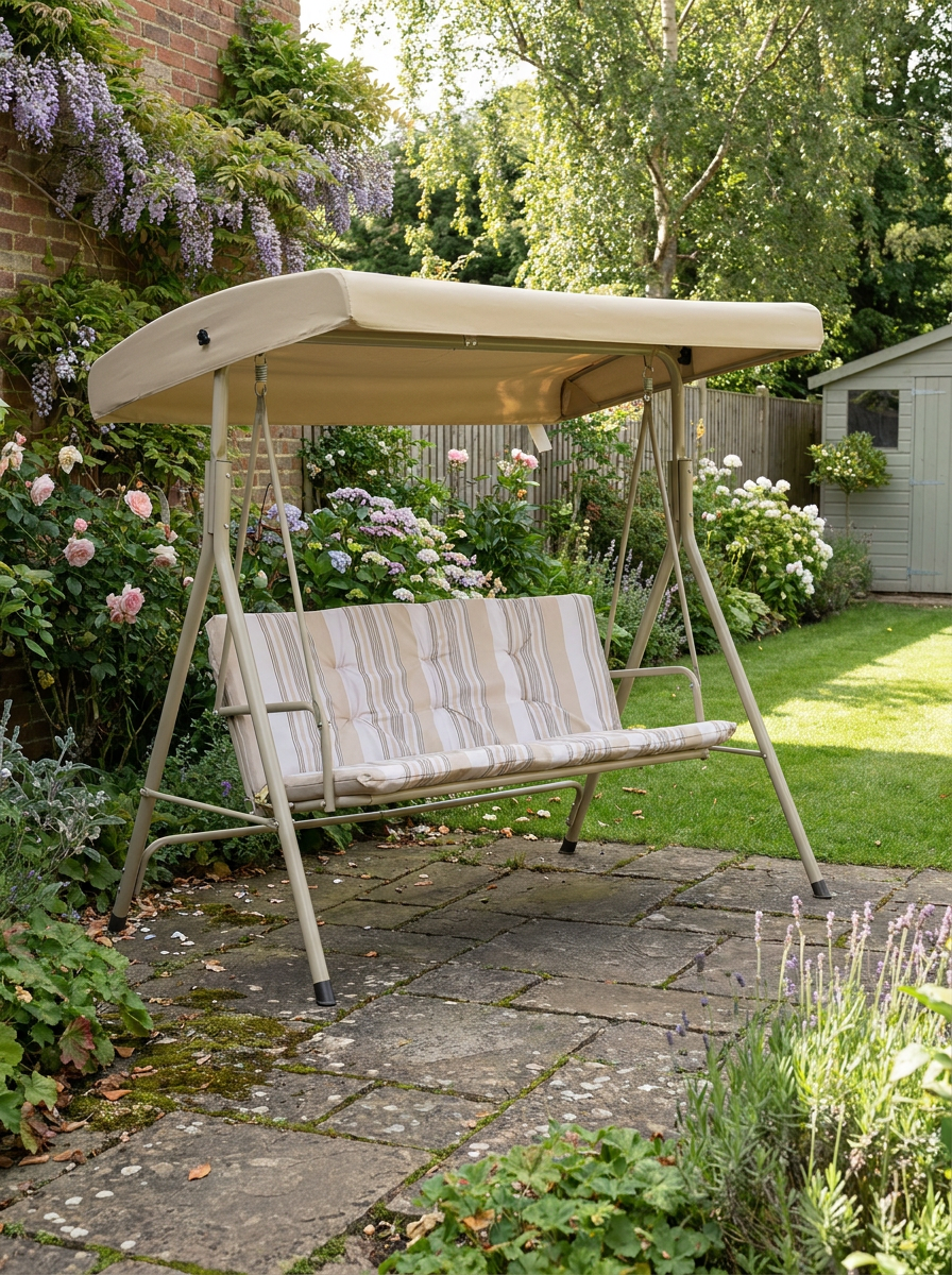 Outdoor Swing Chair, 170x110x153 cm - Light Brown/Beige