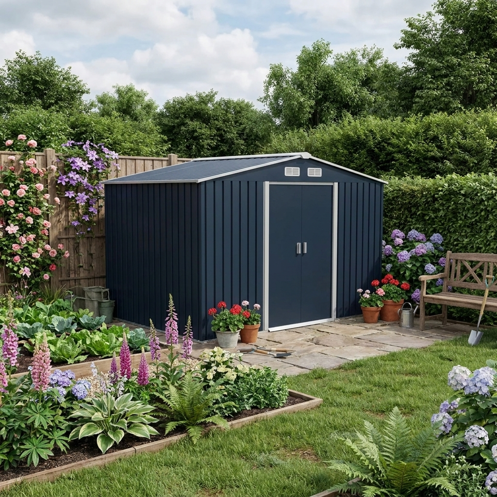 Dark Grey Metal Shed - 9ft x 6ft - With Ventilation