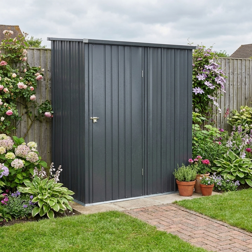 5.3ft x 3.1ft Black Metal Shed