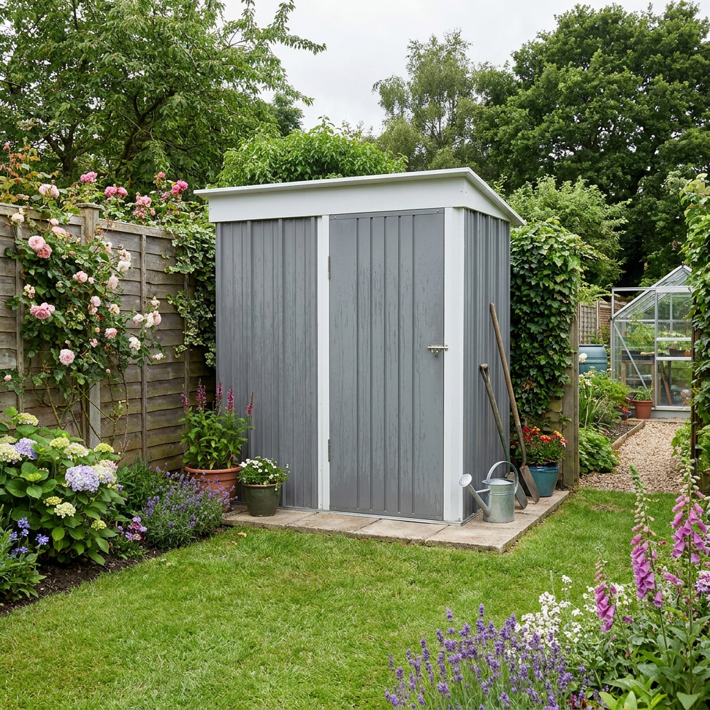 Grey 5' x 3' x 6' Metal Shed
