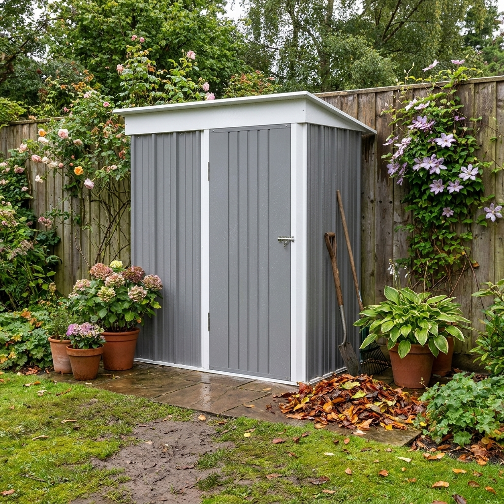Grey 5' x 3' x 6' Metal Shed