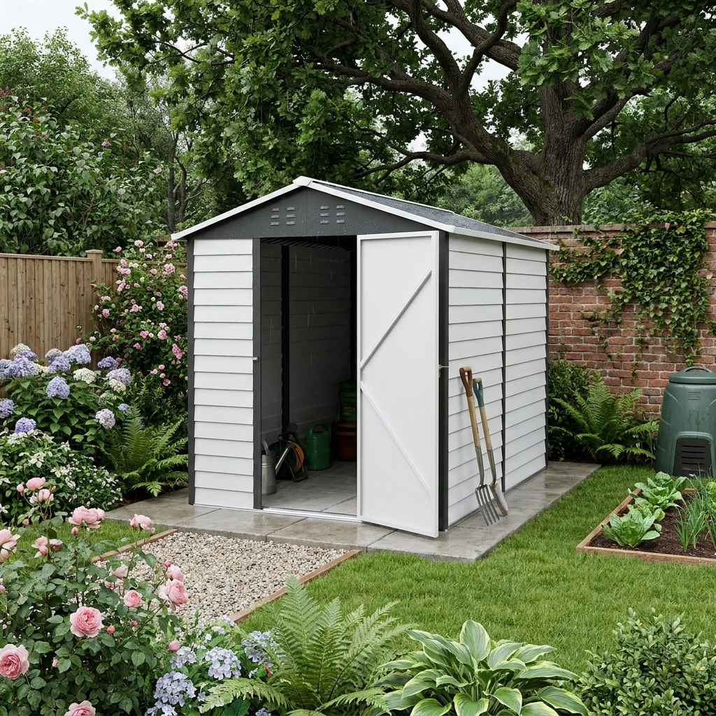 White 9ft x 6ft Metal Shed