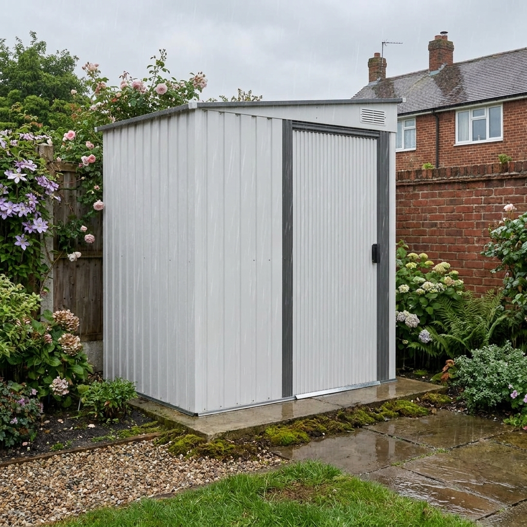 Silver Lean to Metal Garden Shed