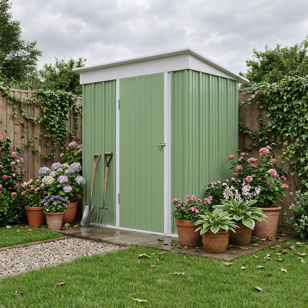 3ft x 5ft Light Green Lean-To Metal Shed