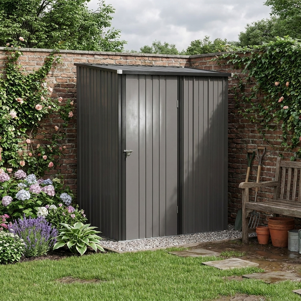 Light Grey 5.3 x 3.1ft Steel Garden Shed